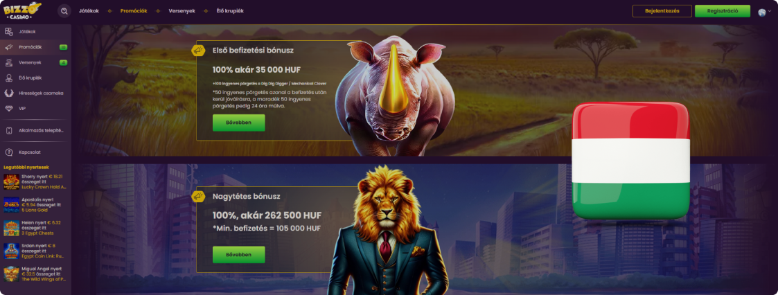 Bizzo Casino Bónuszok